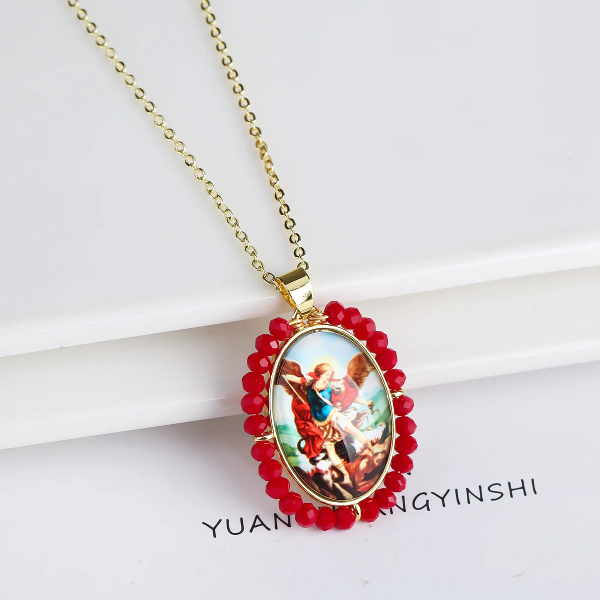 Crystal Religious Figures Photo Pendant Necklace | Personalized Photo Pendant Necklace Qme 1