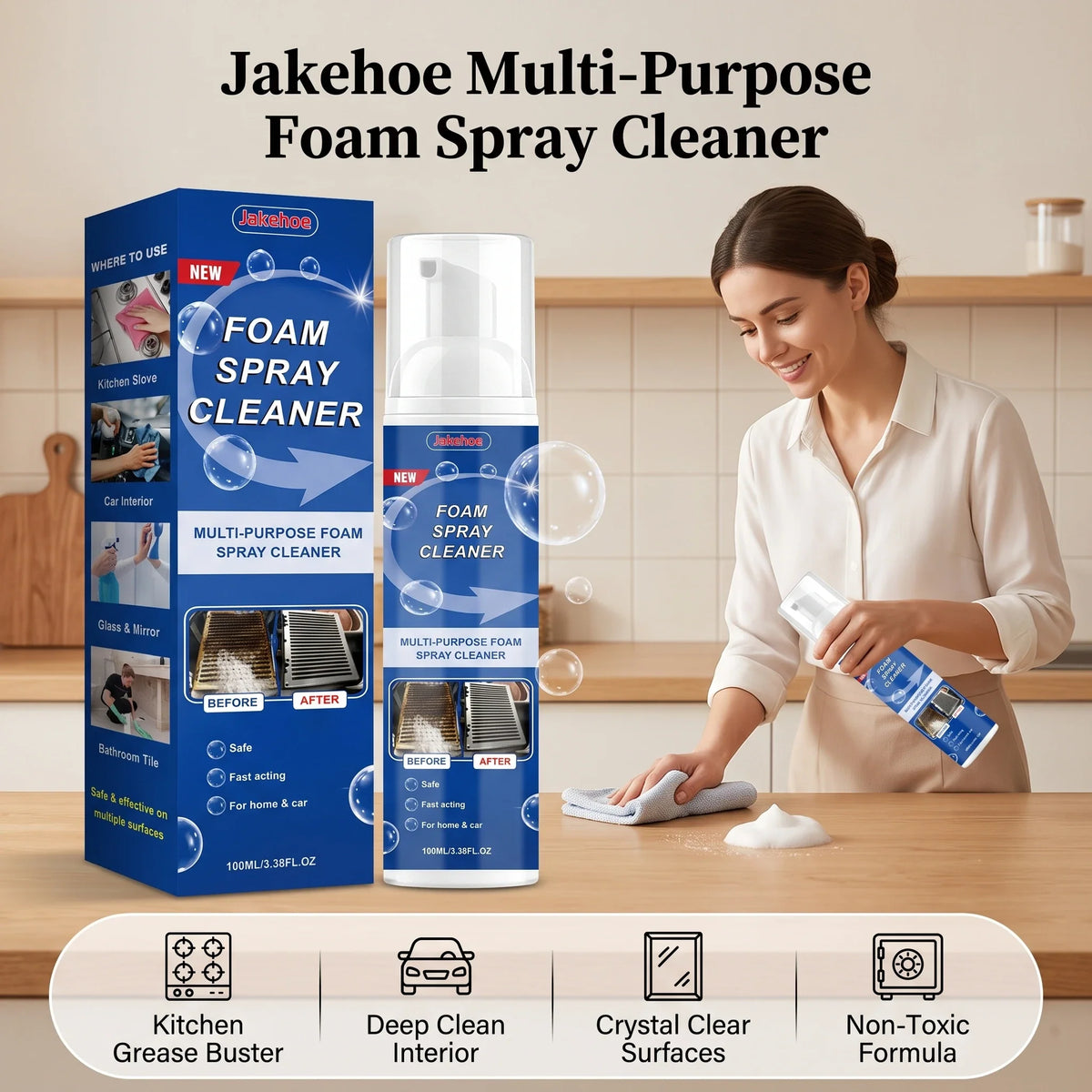 Multi-Purpose Foam Cleaning Spray – Grease & Stain Remover Foam Cleaning Spray Qme