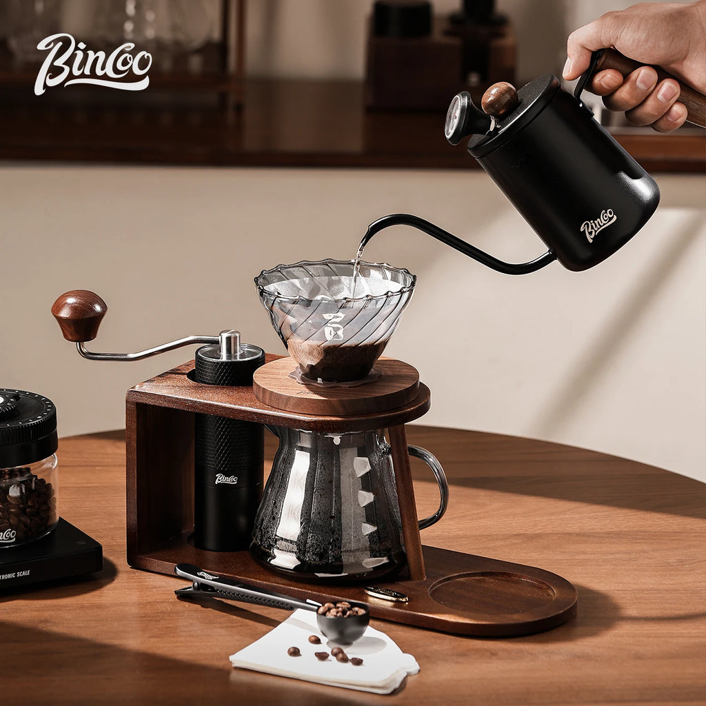 Bincoo Wooden Pour Over Coffee Station with Storage Coffee Station Organizer Qst