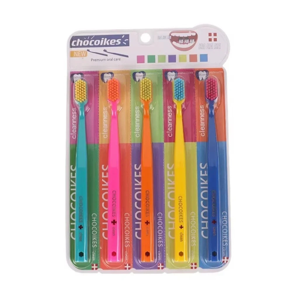 Ultra Soft Toothbrush 5-Pack – Colorful Adult Tooth Brushes Manual Toothbrush Set Qme 5pcs 1set
