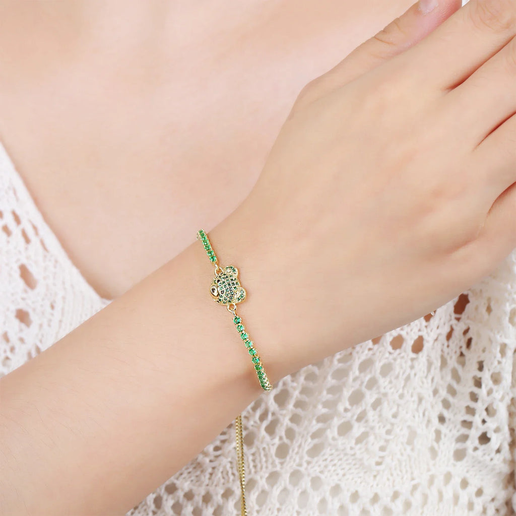 Cute Zirconia Bear Bracelet | Crystal Animal Charm Chain Charm Bracelet Qme