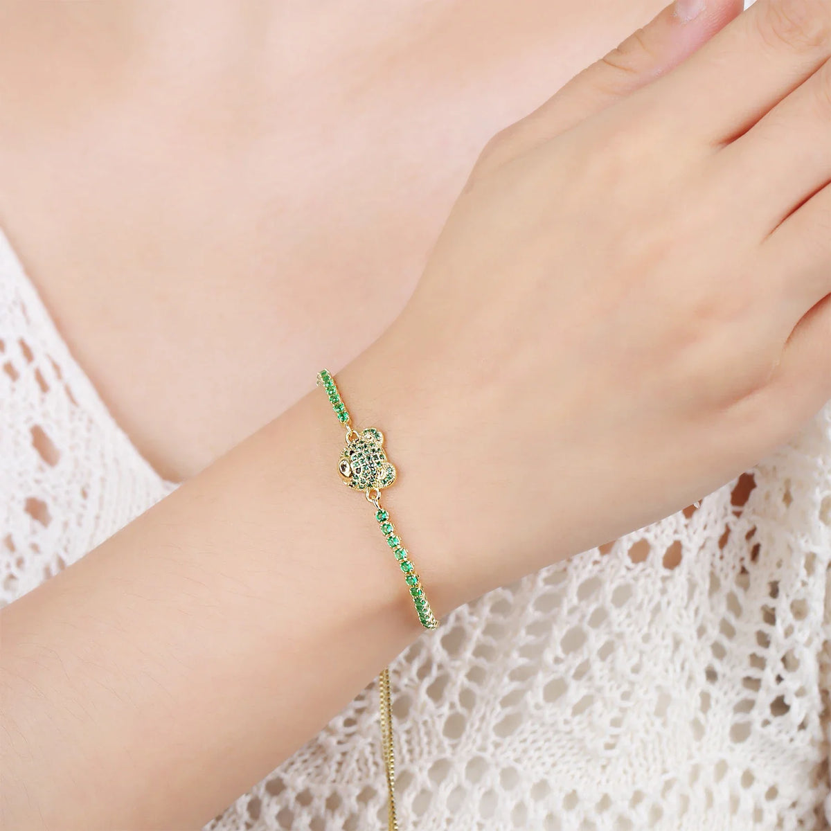 Cute Zirconia Bear Bracelet | Crystal Animal Charm Chain Charm Bracelet Qme