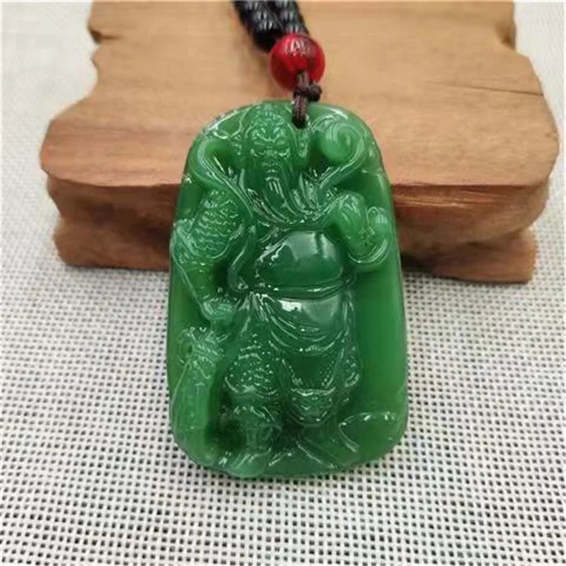 Retro Buddha Imitation Green Jade Pendant Necklace | Ethnic Pendant Necklace Qme