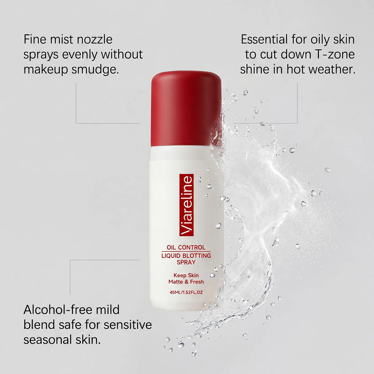 VIARELINE 45ml Matte Makeup Setting Spray – Oil Control Makeup Setting Spray Qst