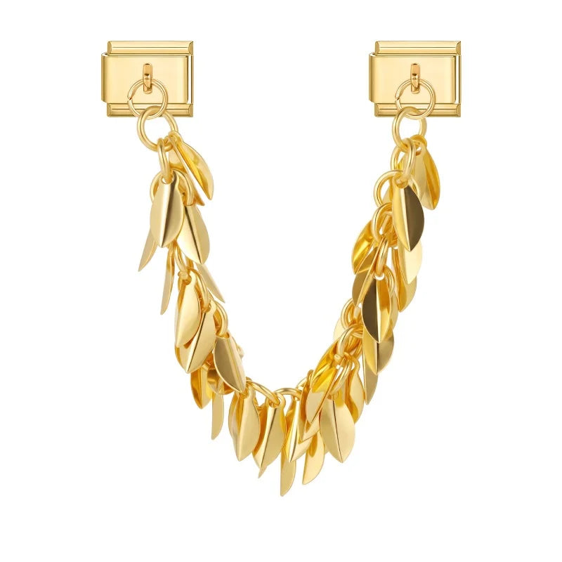 Zircon Tassel Charm Bracelet | Shiny Gold Stainless Steel Charm Bracelet Qme S 4