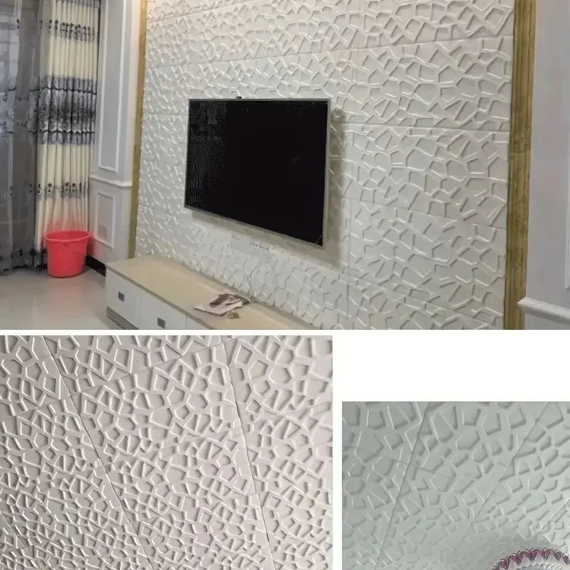 Self-Adhesive Modern Grid Wallpaper | Waterproof PVC Wall Tiles Peel & Stick Wallpaper Qme
