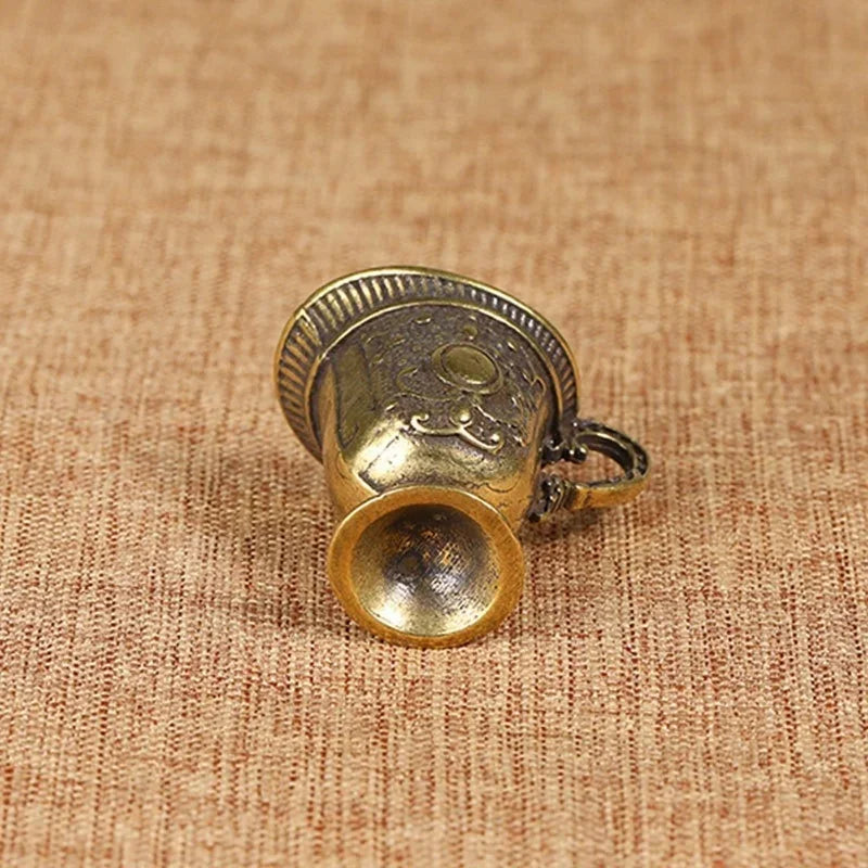 Antique Brass Buddha Mini Teacup Bucket Copper Charm Pendant Decorative Brass Charm Qme