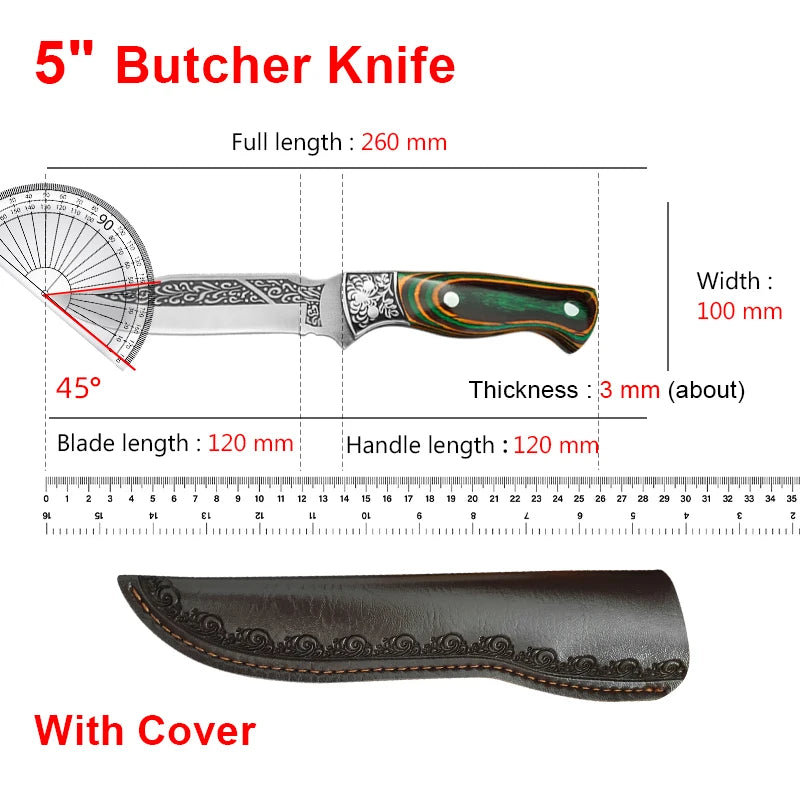 InLeung Hand Forged Stainless Steel Boning Kitchen Knife Boning Kitchen Knife Qst Knife with Cover