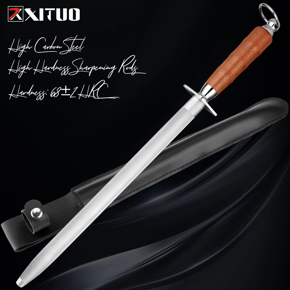 XITUO 12" Carbon Steel Knife Honing Rod | Professional Knife Honing Rod Qst MDB25 L