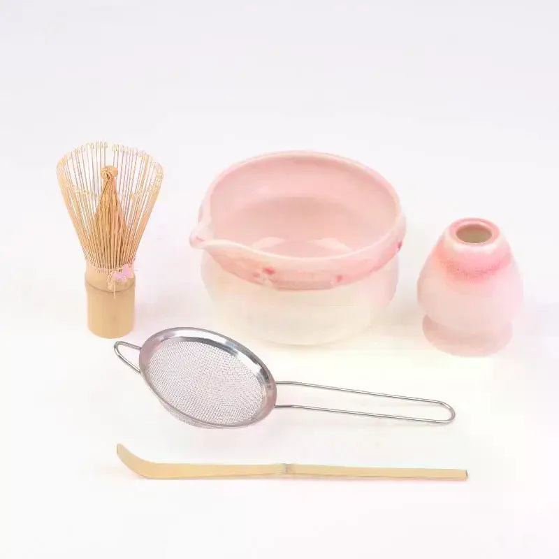 Pink Matcha Whisk Ceramic Set – Matcha Lovers Kit Matcha Whisk Set Qme
