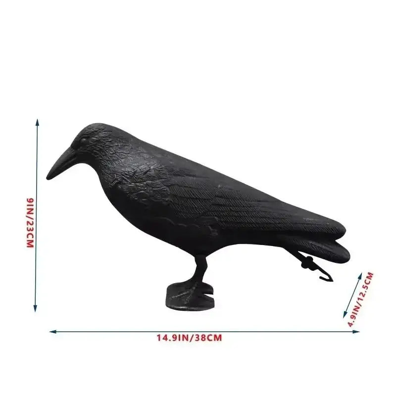 Realistic Crow Decoy Bird Deterrent – Weatherproof Garden Prop Bird Deterrent Decoy Qme