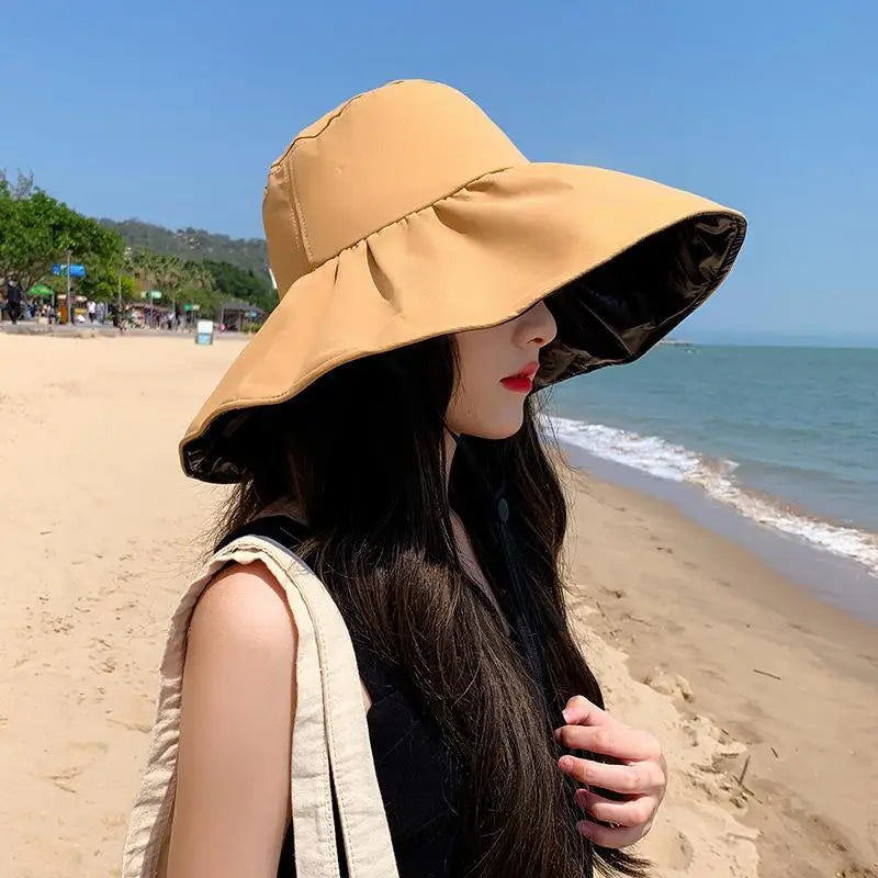 Women's Wide Brim Sun Hat – Breathable Fisherman Cap Wide Brim Sun Hat Qst Khaki