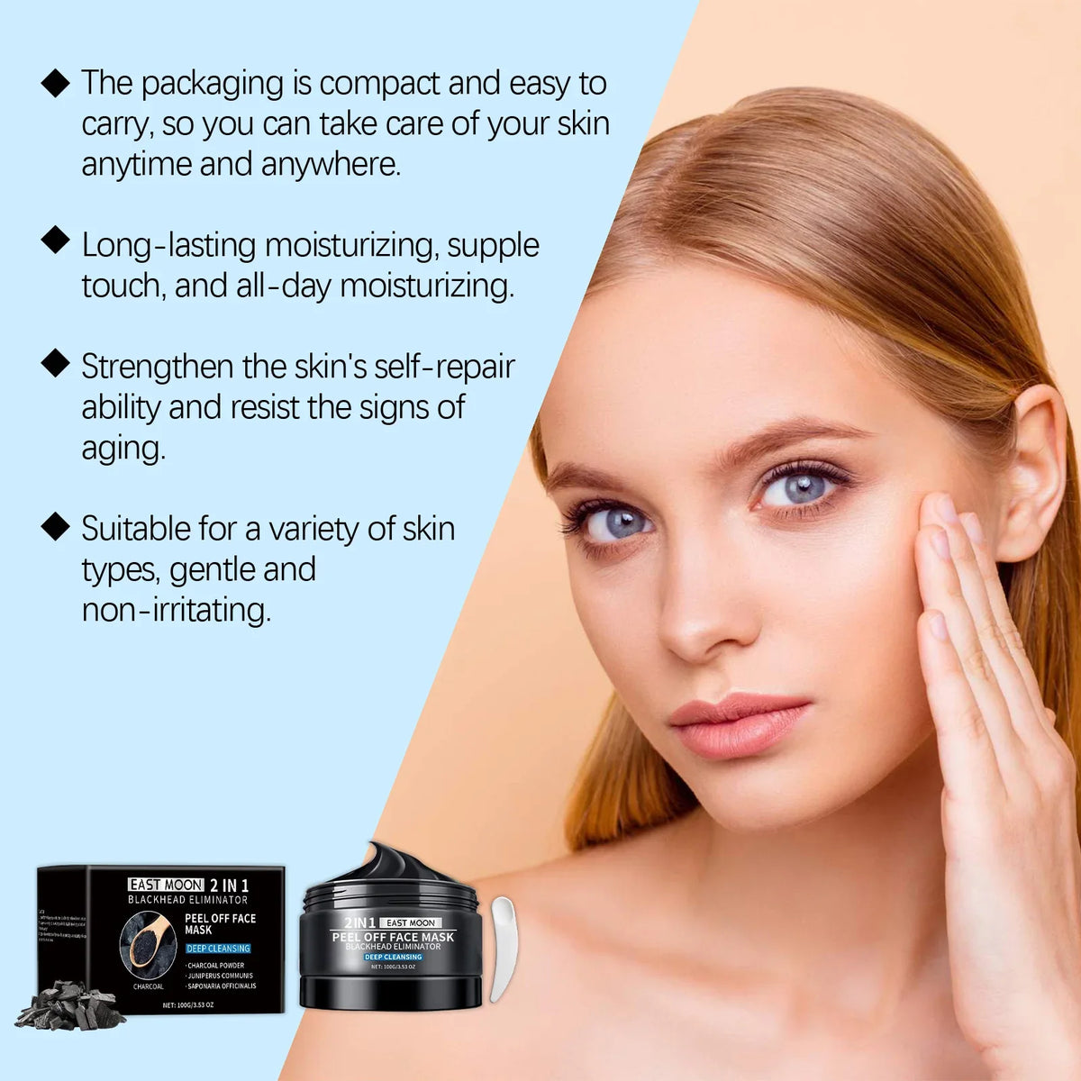 Bamboo Charcoal Blackhead Remover Peel-Off Mask | Qme Peel-Off Face Mask Qme