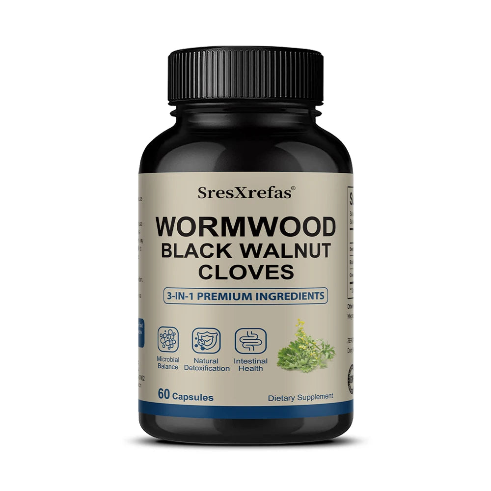 Wormwood Black Walnut & Clove Capsules – 3-in-1 Herbal Formula Herbal Supplement Qst 60 count-1 bottle