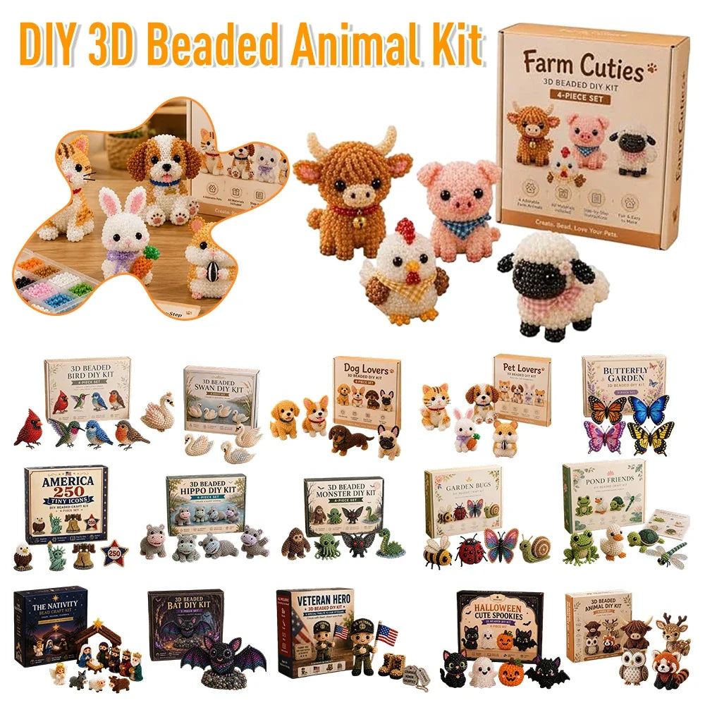 DIY 3D Animal Beading Kit – Handmade Cute Bead Craft Set DIY Beading Craft Kit Qme