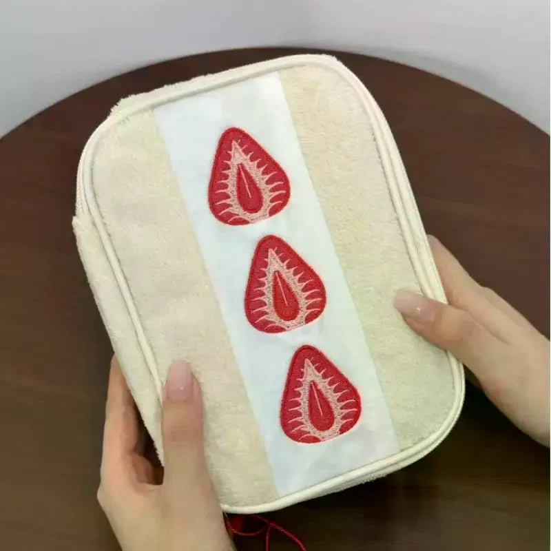 Embroidered Strawberry Pencil Case – Cute Stationery Pouch Pencil Case Pouch Qme