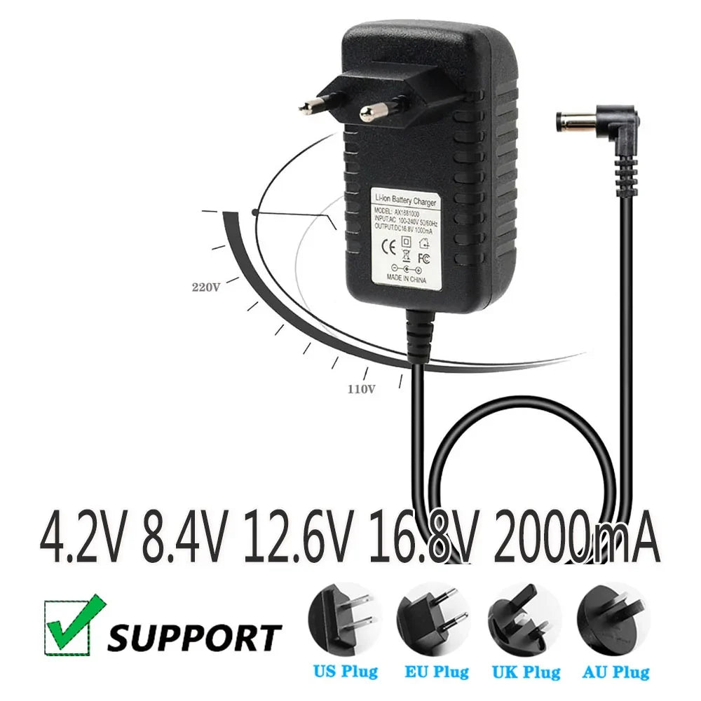 Multi-Voltage 2000mA DC Power Adapter Li-Ion Battery Charger Battery Charger Adapter Qme UK PLUG 16.8V0.5A