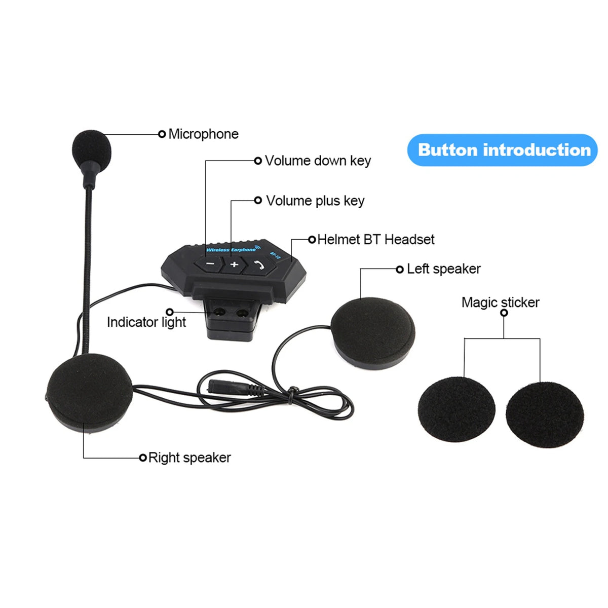 Motorcycle Helmet Bluetooth Headset – Handsfree Speaker Pair Bluetooth Helmet Headset Qst