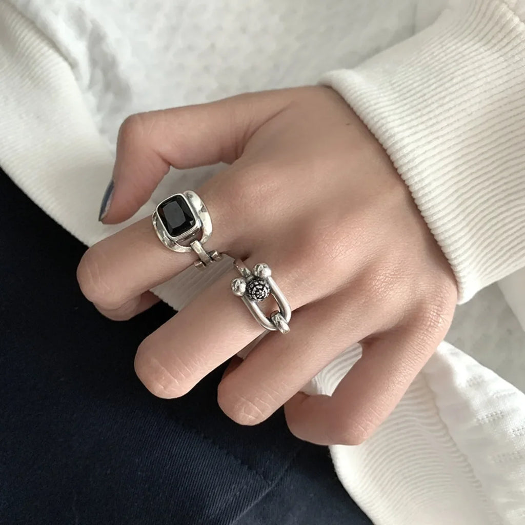 Retro Multicolor Hip Hop Rings for Women & Couples Fashion Ring Qme