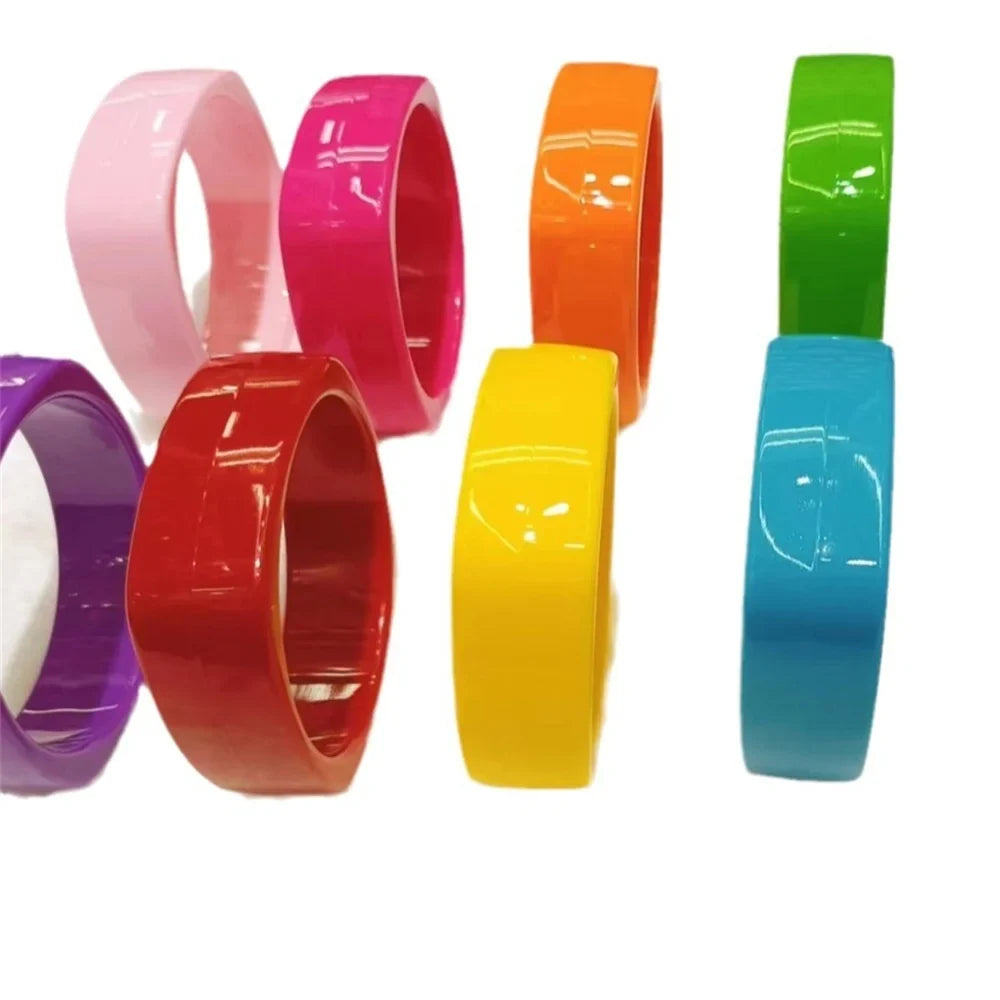 Vintage Acrylic Wide Cuff Bangles – Multicolour Women's Fashion Fashion Cuff Bangle Qme