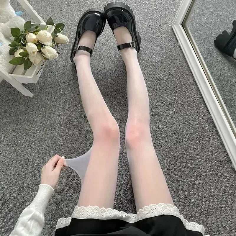 Women's Lolita Pantyhose Black White Anime Cosplay Tights Lolita Costume Tights Qme White One Size