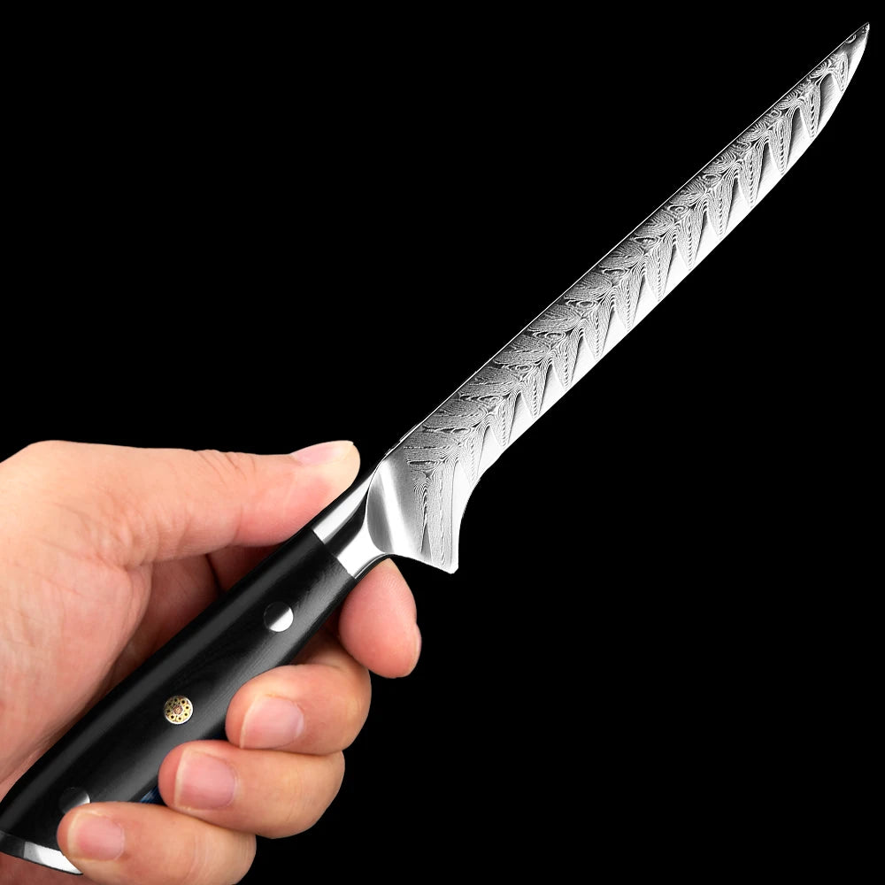 XITUO 67-Layer Damascus Boning & Fillet Knife – Curved Blade Boning Fillet Knife Qst