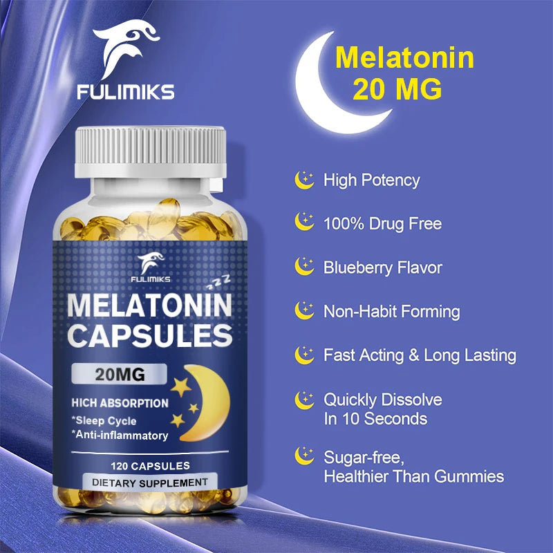 Fulimiks Melatonin 20MG Capsules – Sleep & Daily Vitality Sleep Supplement Qst