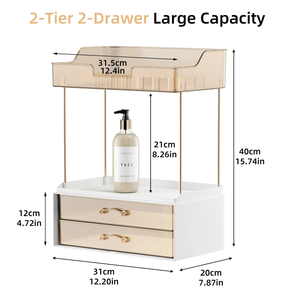 Luxury Cosmetics Storage Box – Desktop Makeup Organizer Rack Makeup Organizer Rack Qst Brown