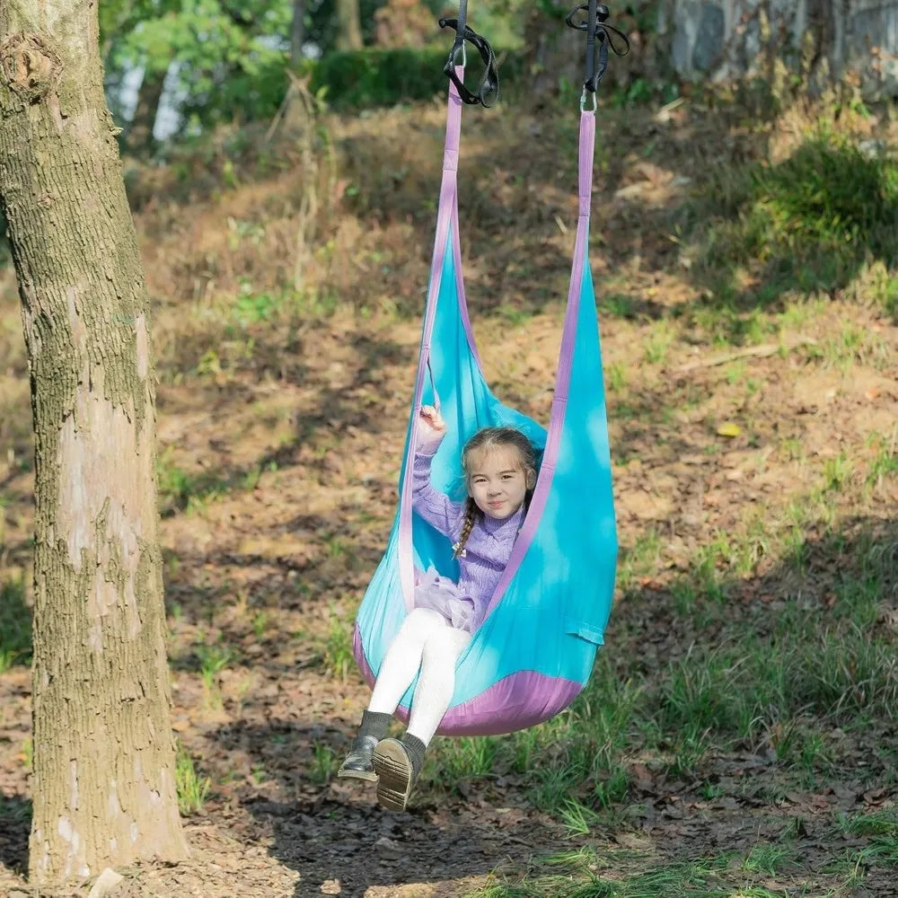 Kids Pod Swing Seat | Cotton Hammock Chair Indoor & Outdoor Kids Hammock Swing Qme