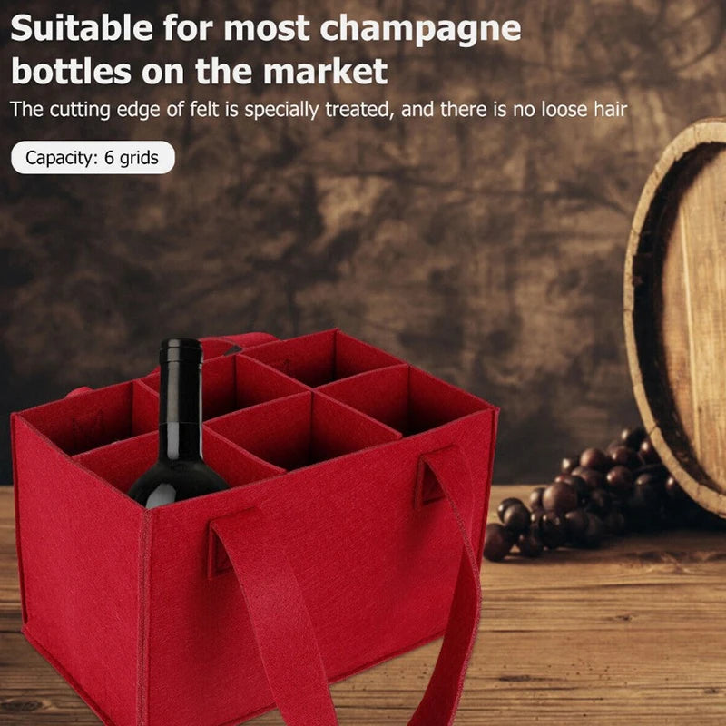 6-Compartment Foldable Wine Bottle Bag – Waterproof Tote Wine Bottle Tote Bag Qst