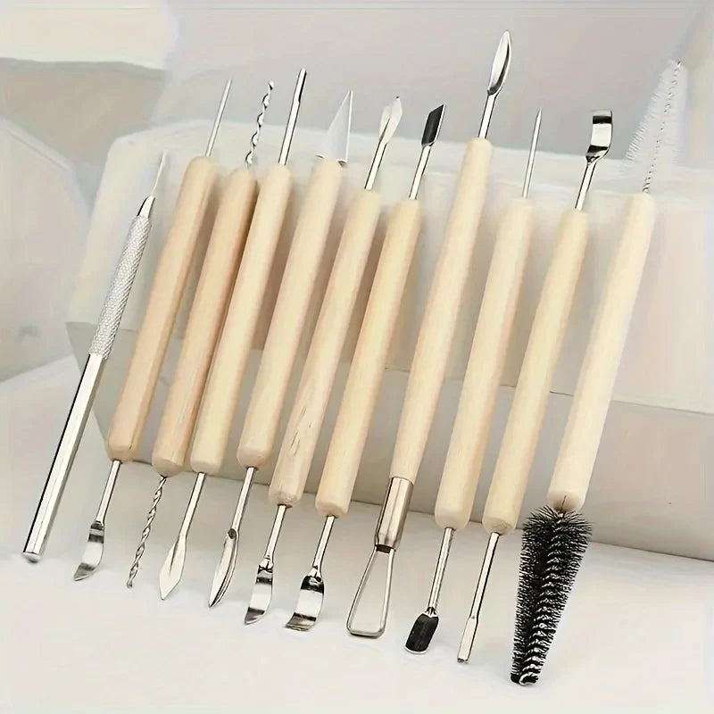 11-Piece Clay Tool Set – Polymer & Cold Porcelain Molding Kit Clay Sculpting Tools Qme 11pcs