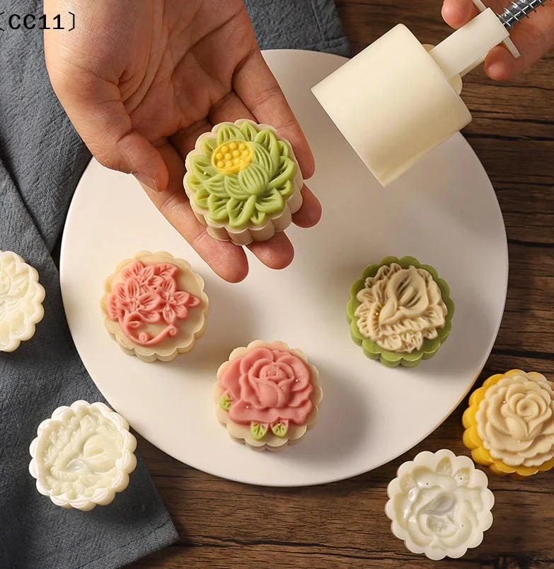 Mooncake Mold Hand Press – BPA-Free Pastry & Bean Cake Mold Pastry Baking Mold Qme