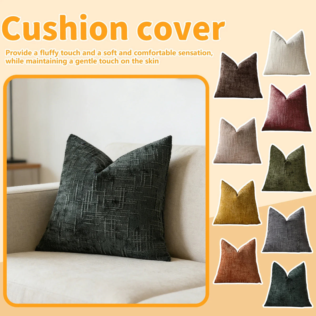 Vintage Chenille Pillow Covers | Soft Square Cushion Cases Chenille Pillow Cover Qme