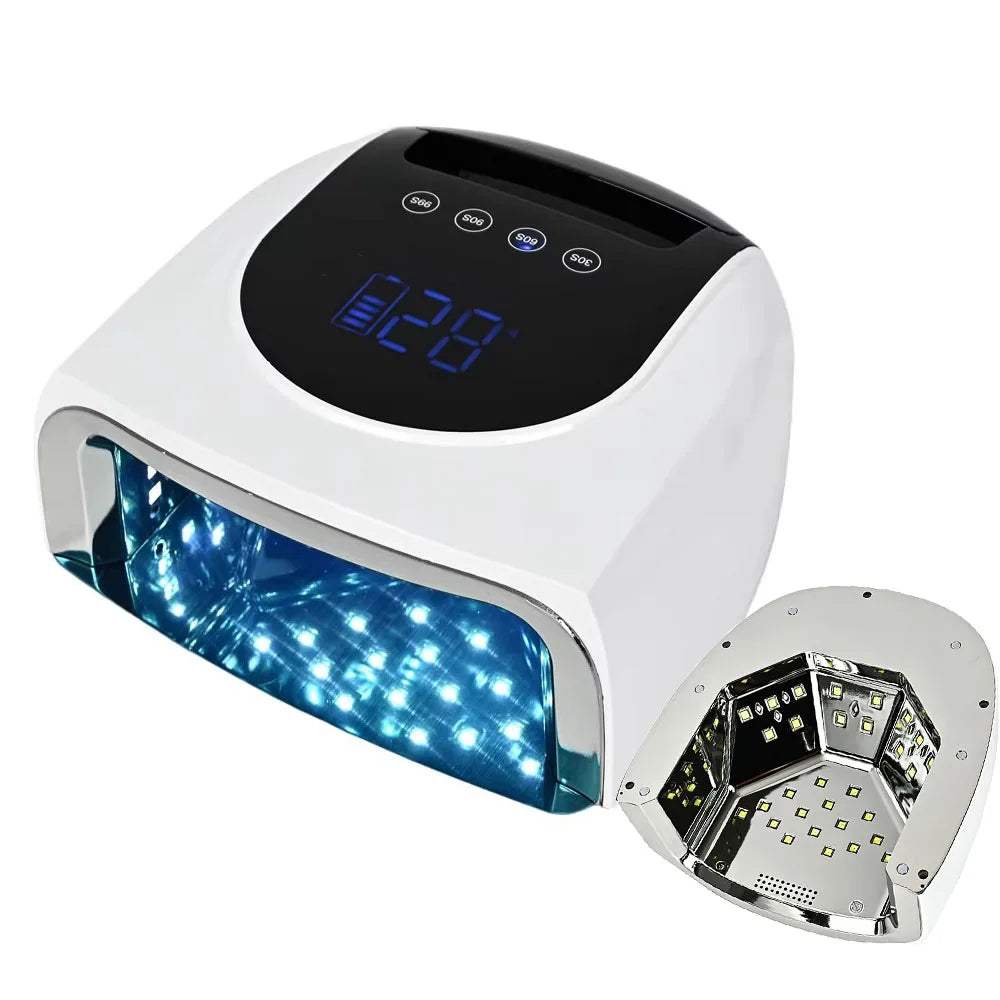96W Rechargeable UV LED Nail Lamp – Mirror Base Gel Dryer UV LED Nail Lamp Qst With Box 100V-127V US Plug