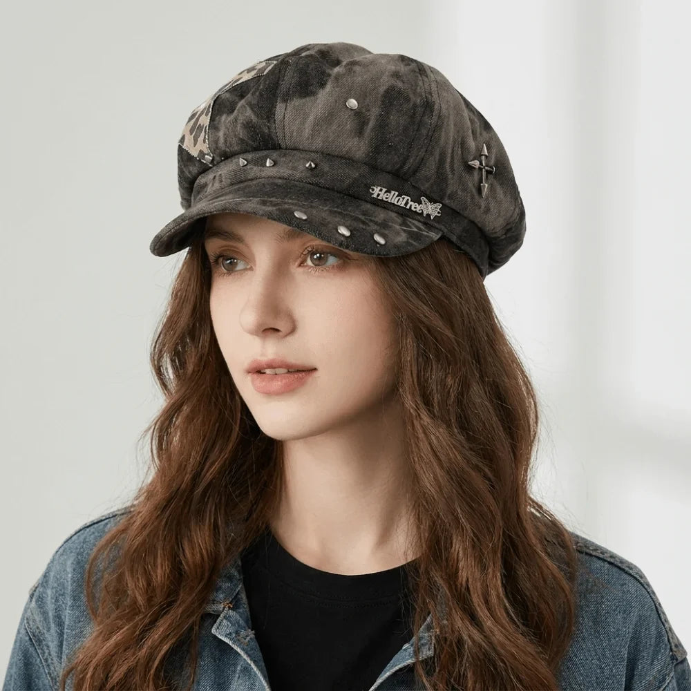 Korean Star Octagonal Painter Cap – Versatile Polyester Hat Painter Cap Qme
