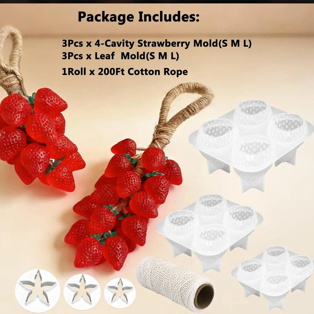 3D Strawberry Silicone Mold – Candle, Cake & Resin Craft Silicone Craft Mold Qme