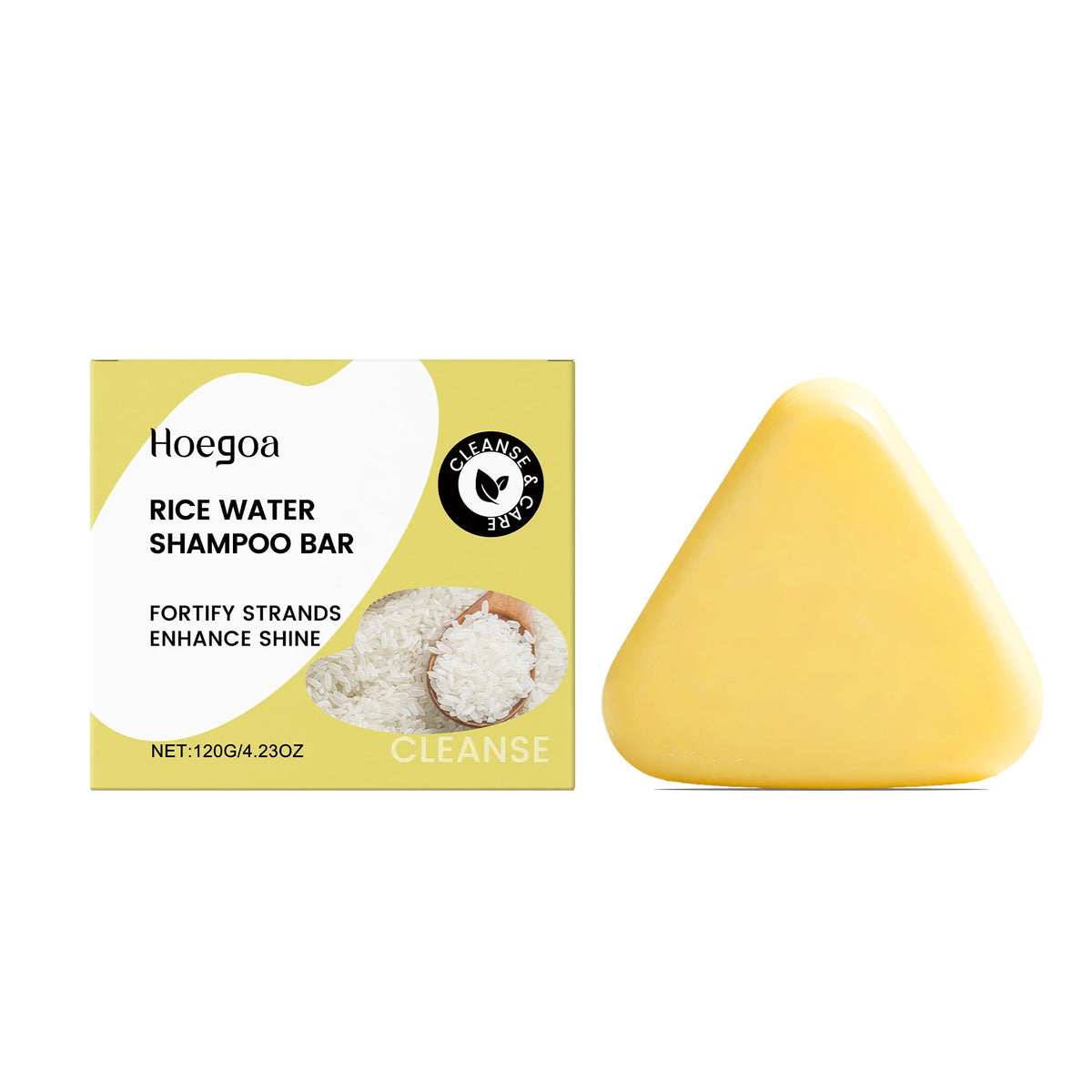 HOEGOA Rice Shampoo Soap Bar – Smooth, Nourish & Strengthen Hair Shampoo Bar Qst 120g boxed