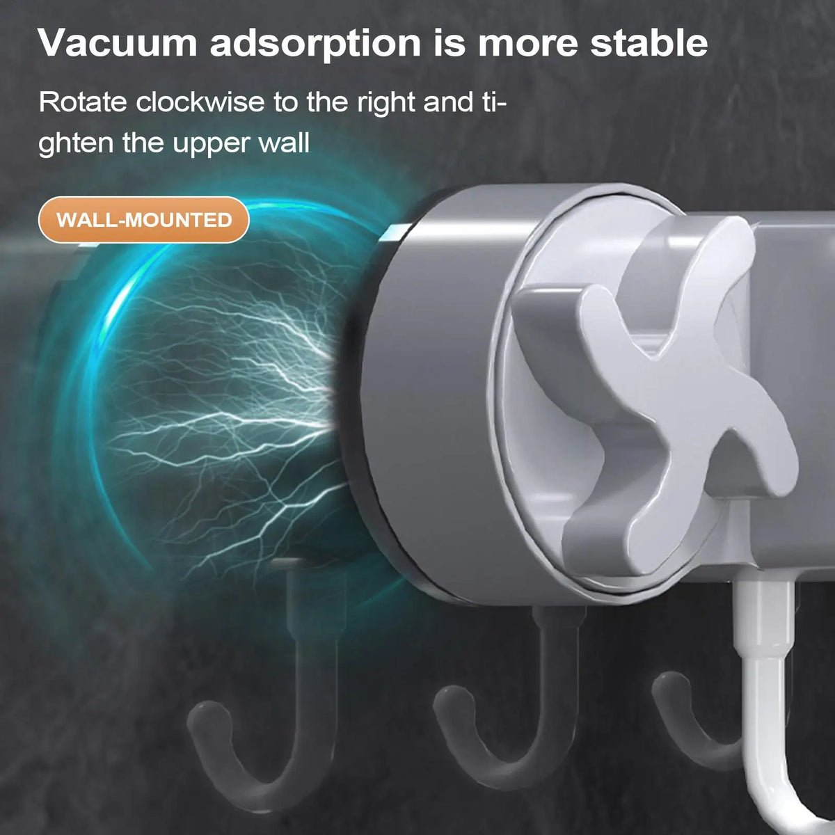 Wall Mount Mop & Broom Holder – Heavy Duty Suction Rack Broom & Mop Holder Qme