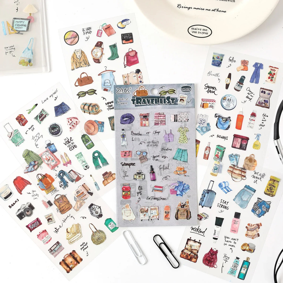 6-Sheet Cute Scrapbooking Sticker Book – DIY Junk Journal Supplies Scrapbooking Sticker Book Qme