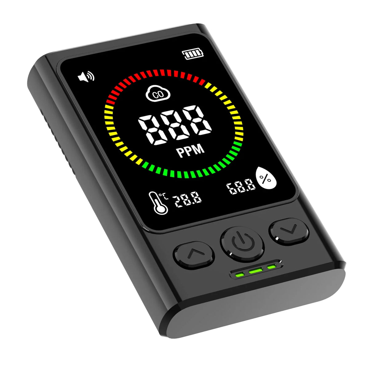 3-in-1 CO Detector | LCD Display, Temp & Humidity Monitor CO Detector Qme