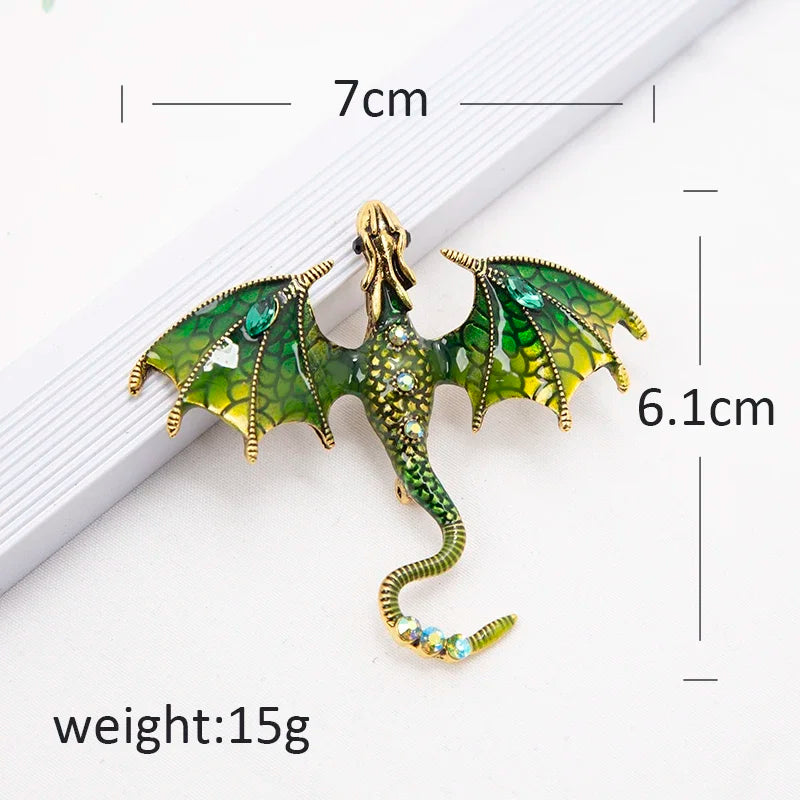 Enamel Dragon Brooch – Rhinestone Legend Animal Pin Enamel Brooch Pin Qme