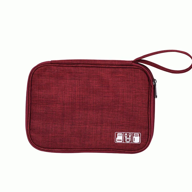 Waterproof Digital Cable Organizer Bag | Portable Storage Cable Organizer Bag Qme burgundy