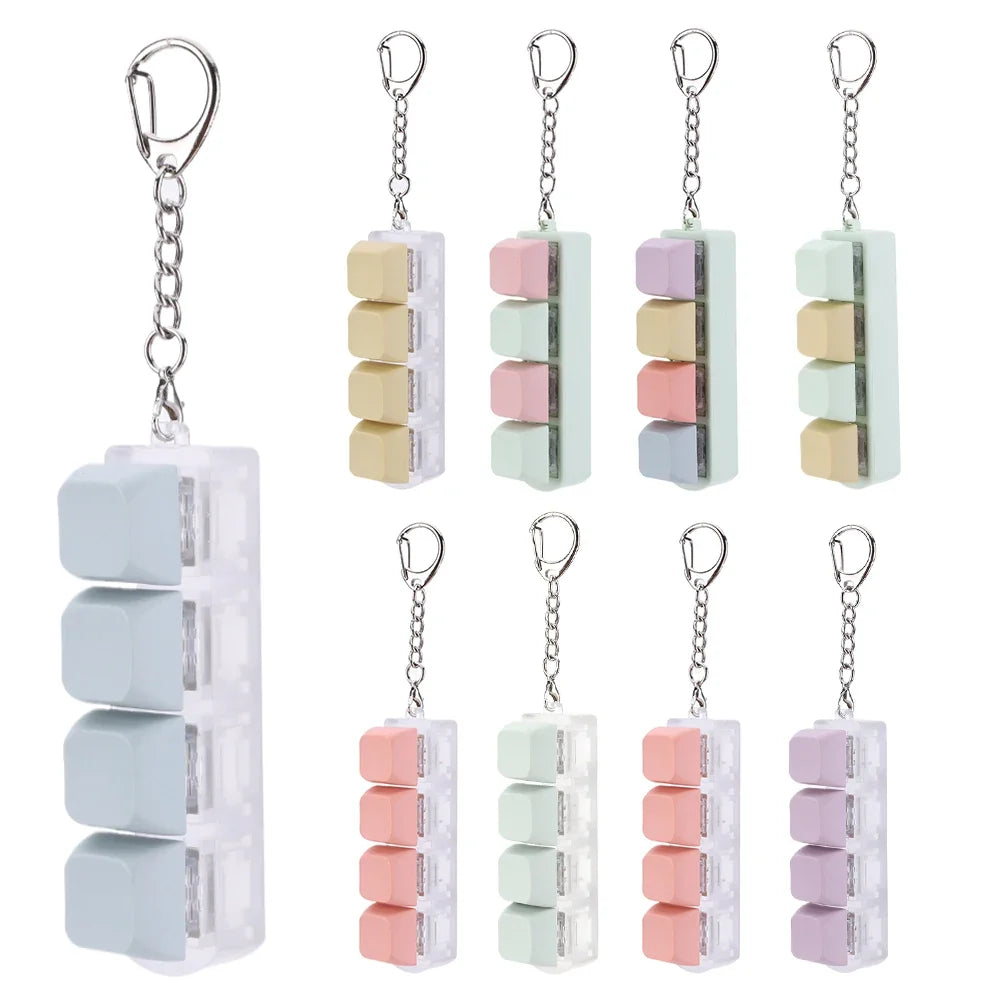 4-Key Keycap Fidget Clicker Cube Keychain Toy – 9 Colors Fidget Clicker Toy Qme