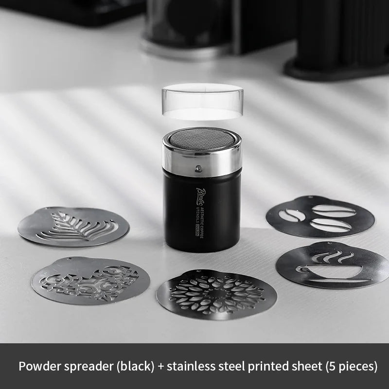 Bincoo Stainless Steel Coffee Powder Shaker & Cocoa Sifter Set Coffee Powder Shaker Qst black 6pcs set