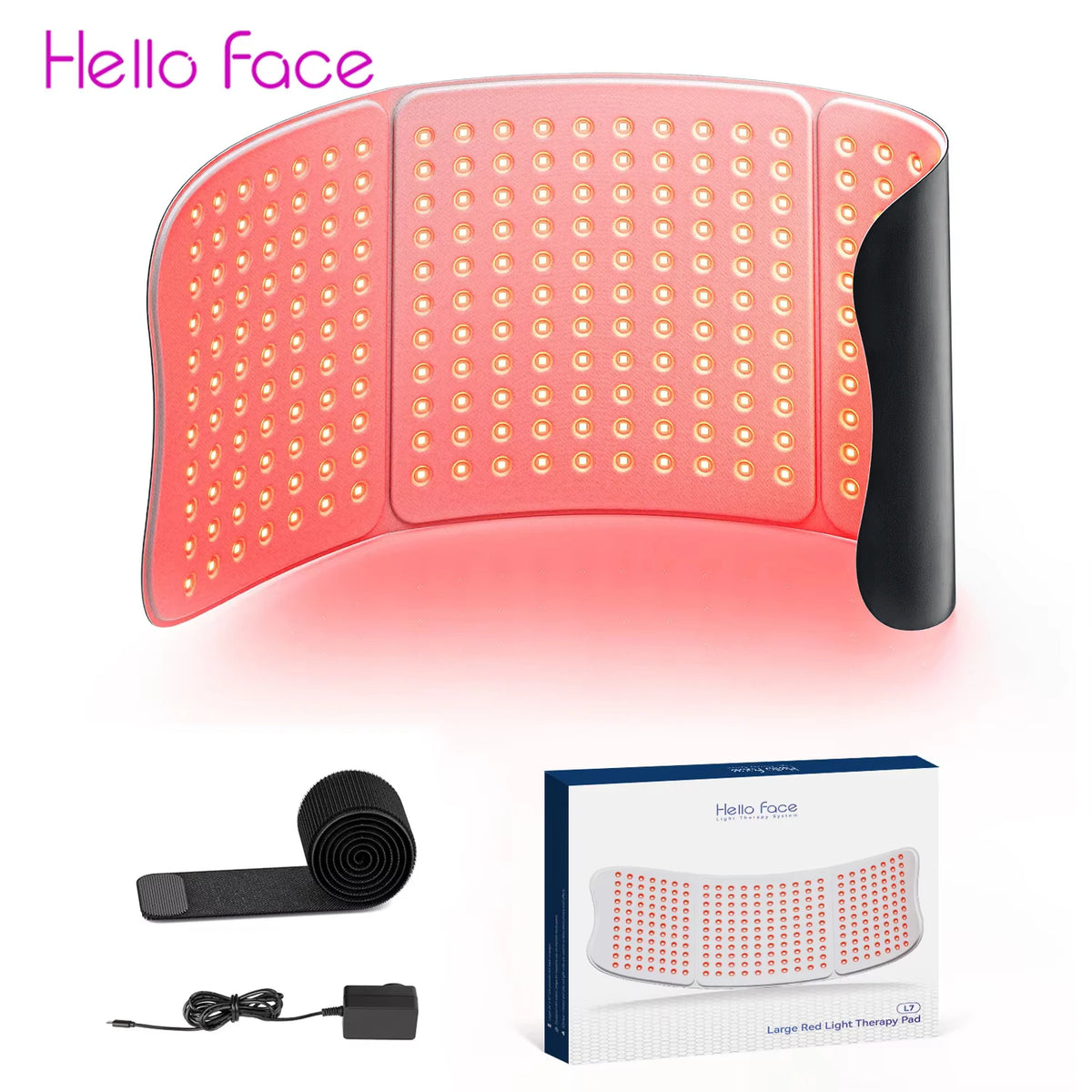 Hello Face L7 792 LED Red Light Therapy Belt – 660nm 850nm LED Light Therapy Belt Qst Black UK