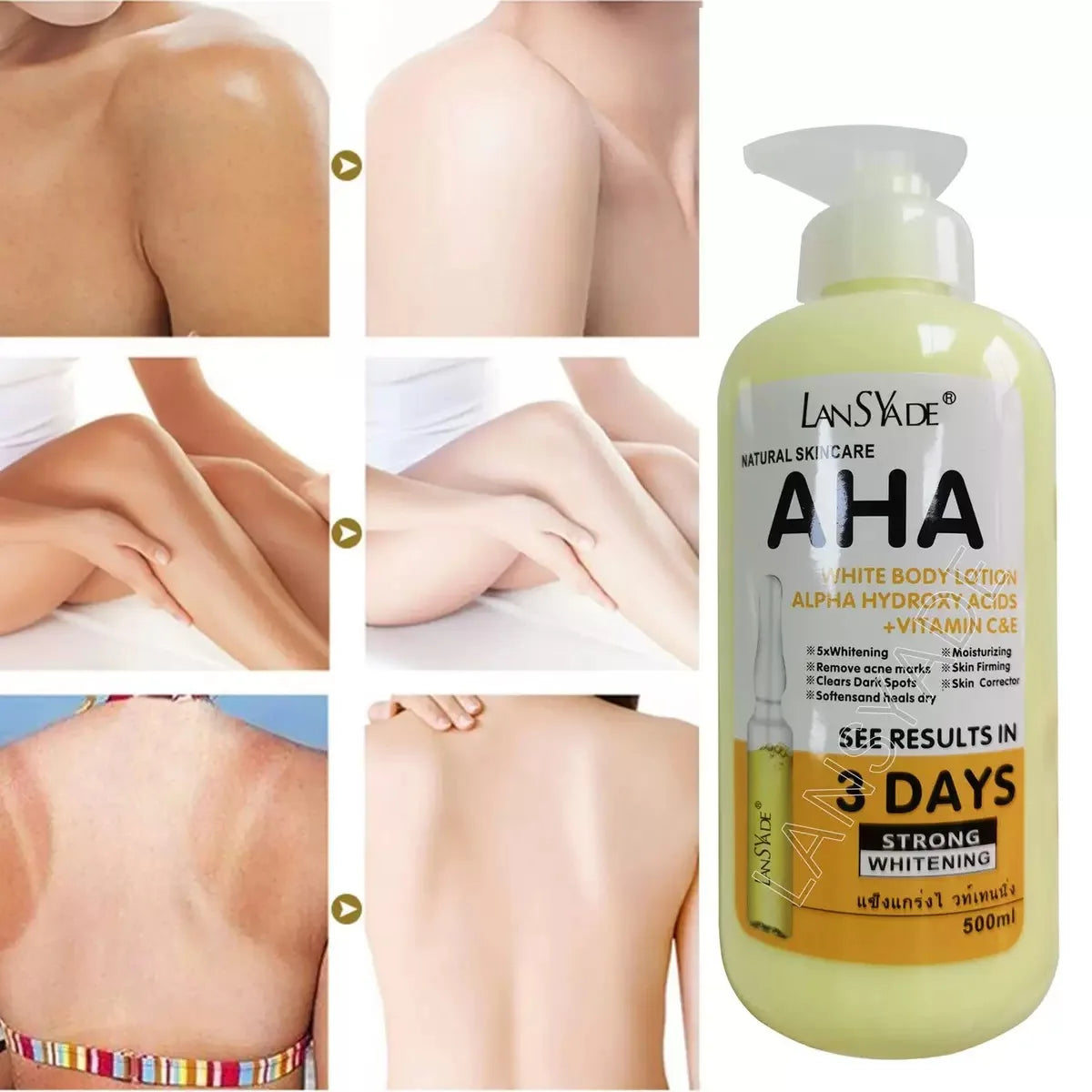 Whitening Body Cream Hydroxy Acids Vitamin C & E – 500ml Whitening Body Cream Qme