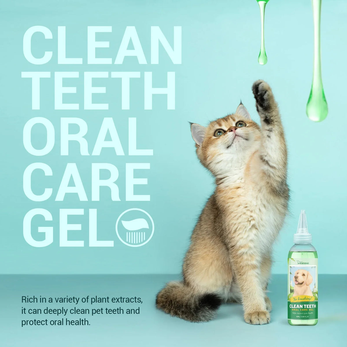 Pet Teeth Cleaning Gel – Dog & Cat Breath Freshener Pet Dental Gel Qme