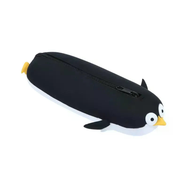 Cute Penguin Silicone Pencil Case – Large Capacity Waterproof Silicone Pencil Case Qme
