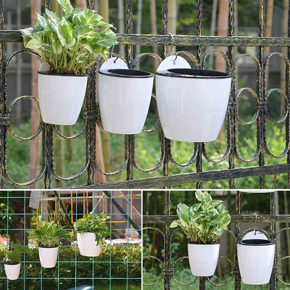 Wall-Mounted Self-Watering Indoor Planter | Plastic Flowerpot Wall-Mounted Planter Qme
