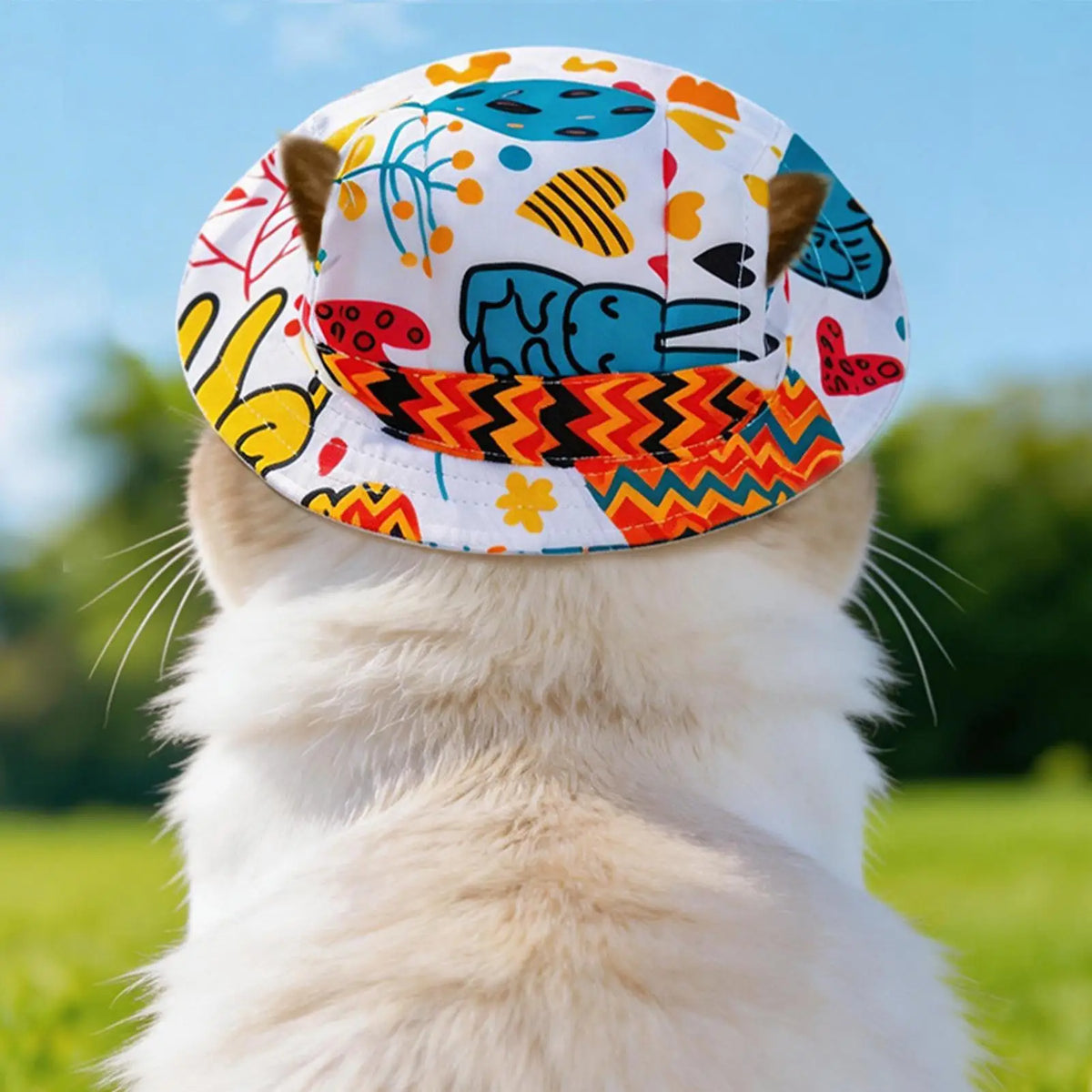 Pet Sun Hat Round Brim with Ear Holes for Cats & Dogs Pet Sun Hat Qme